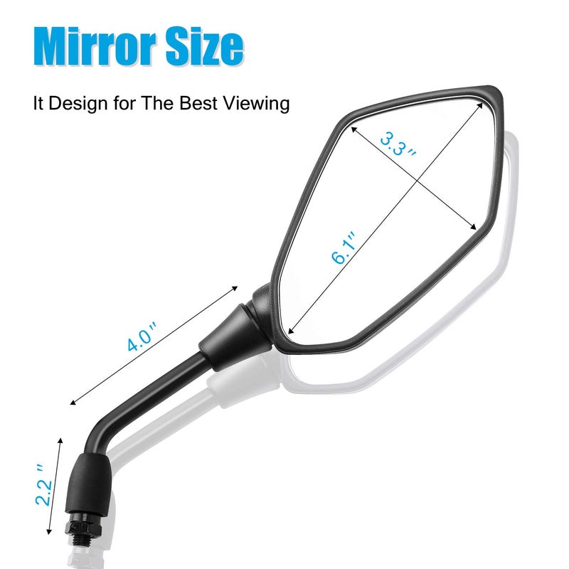 Trkimal Universal Adjustable Motorcycle Rear View Mirror - Rhombus Convex Mirror with 10mm Clockwise Thread Bolt, 7/8â€ Mount Clamps for Handle Bar of Motorcycle, Scooter, Atv, Etc. - Image 3